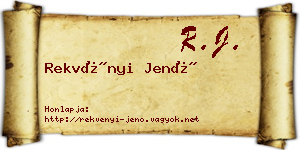 Rekvényi Jenő névjegykártya